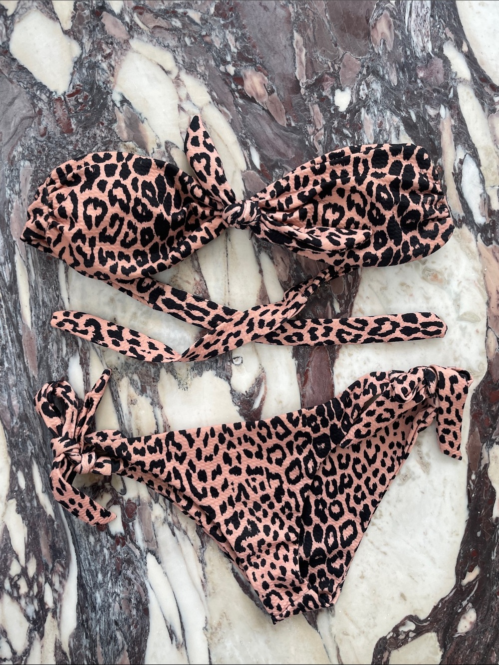 Bikini Set Blush Leopard Bandeau Tie S